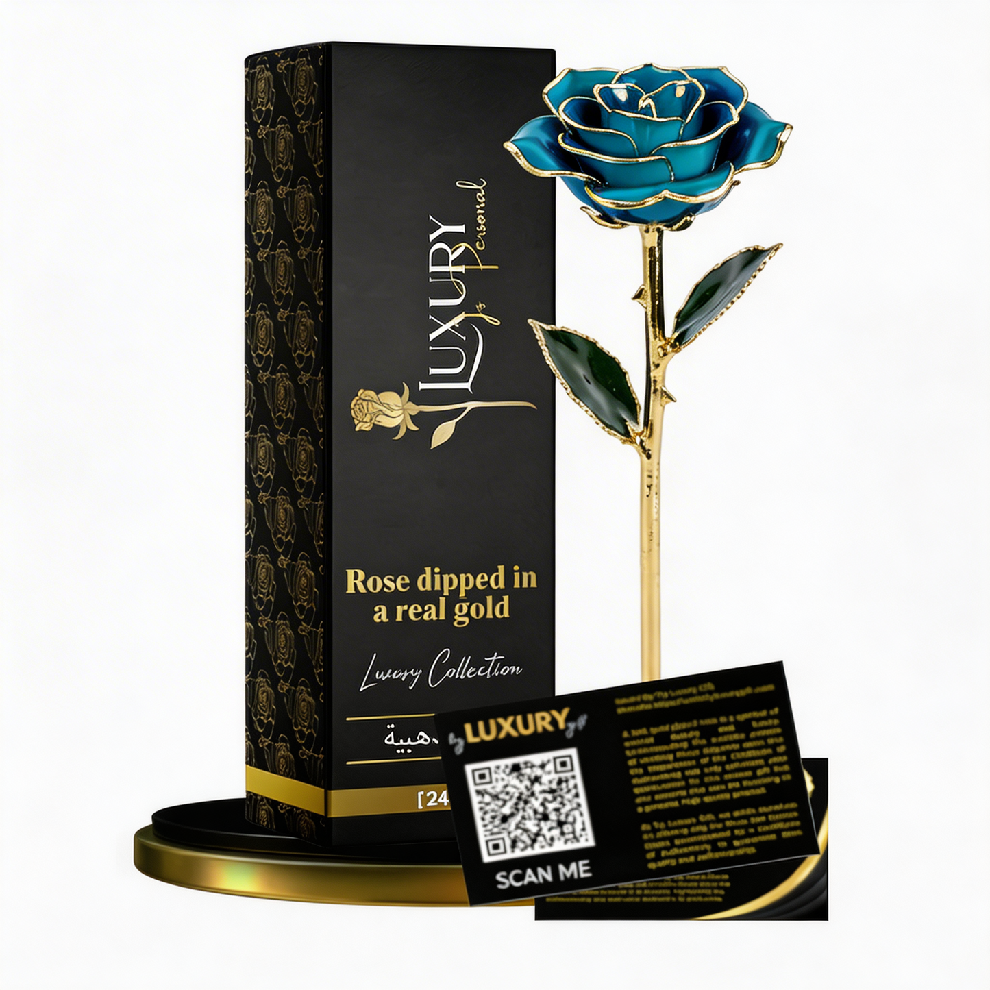 Gold Dipped Rose Ocean Blue