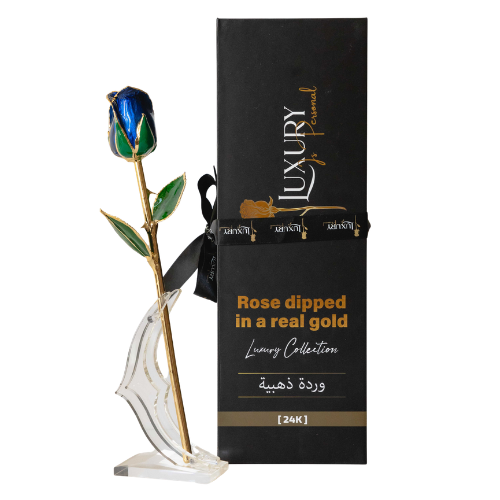 24K Gold Dipped Rose Blue